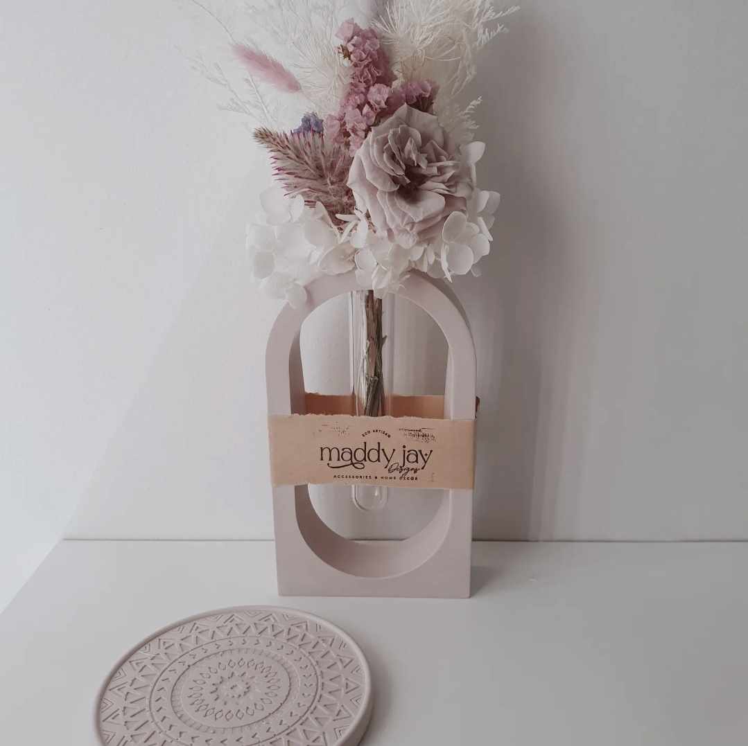 "MAXINE" Taupe Arch Propagation Vase 2pc Gift Boxed (READY-MADE)
