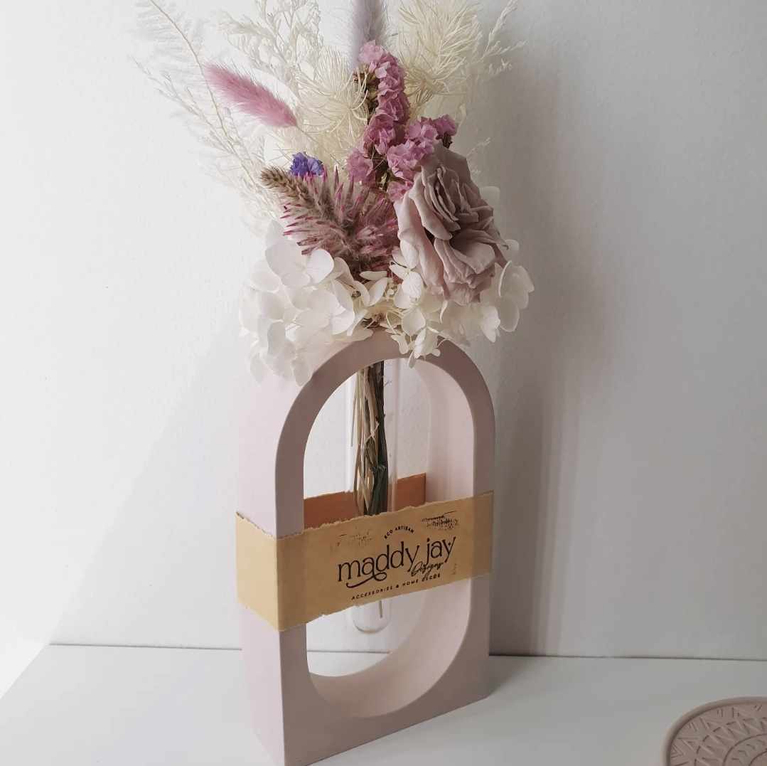 "MAXINE" Taupe Arch Propagation Vase 2pc Gift Boxed (READY-MADE)
